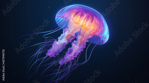 Pretty iridescent jellyfish floating © Gefer