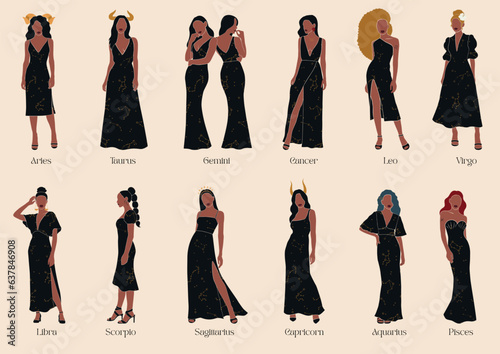 zodiac signs, beautiful abstract women of color, black afro women, astrology