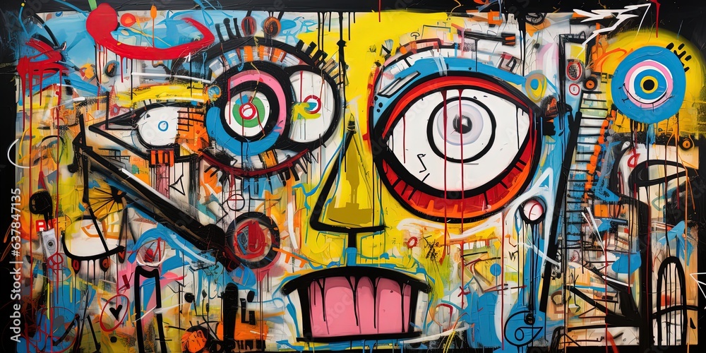 painting style illustration of punk zombie graffiti style, Generative Ai