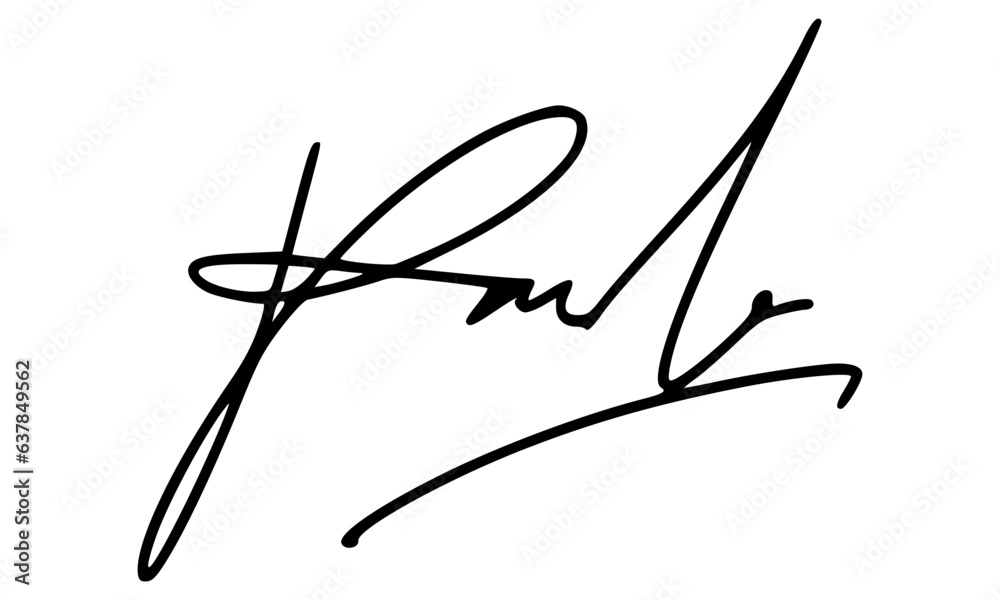 Abstract signature style with letter R for documents Abstract signature style with letter R for documents