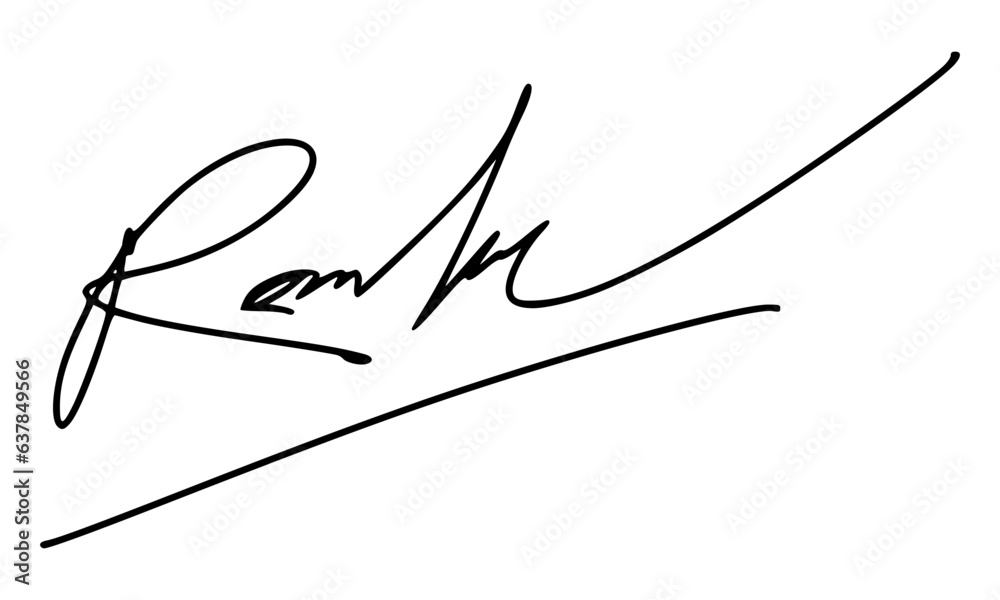 Fototapeta premium Abstract signature style with letter R for documents