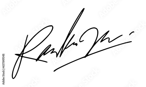 Abstract signature style with letter R for documents