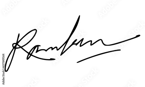 Abstract signature style with letter R for documents