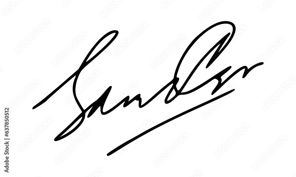 Abstract Signature Idea Starting With Letter S for Document. Vector with Transparent Background.