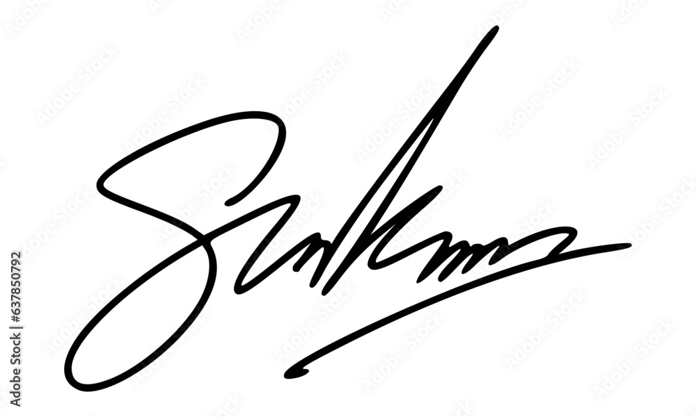 Abstract Signature Idea Starting With Letter S for Document. Vector with Transparent Background.