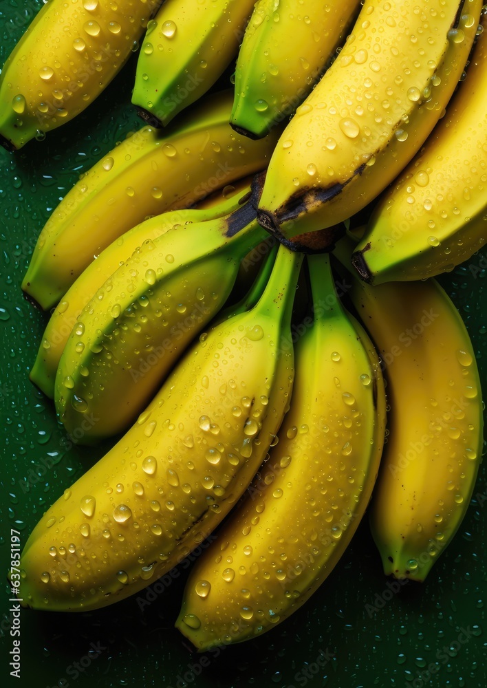 Fresh ripe bananas,  exotic healthy bio fruit food gardening concept. Generative Ai