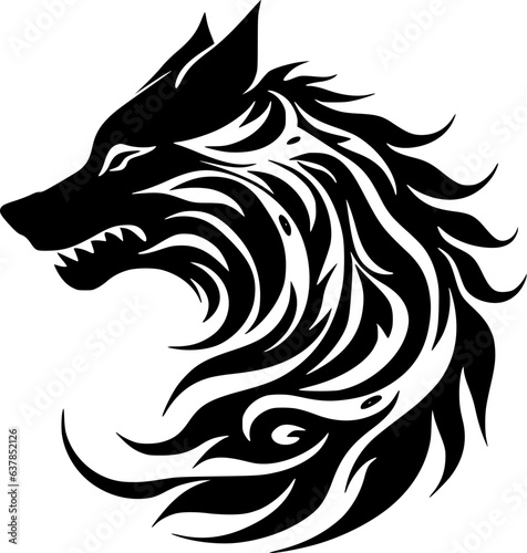 Wolf - Black and White Isolated Icon - Vector illustration