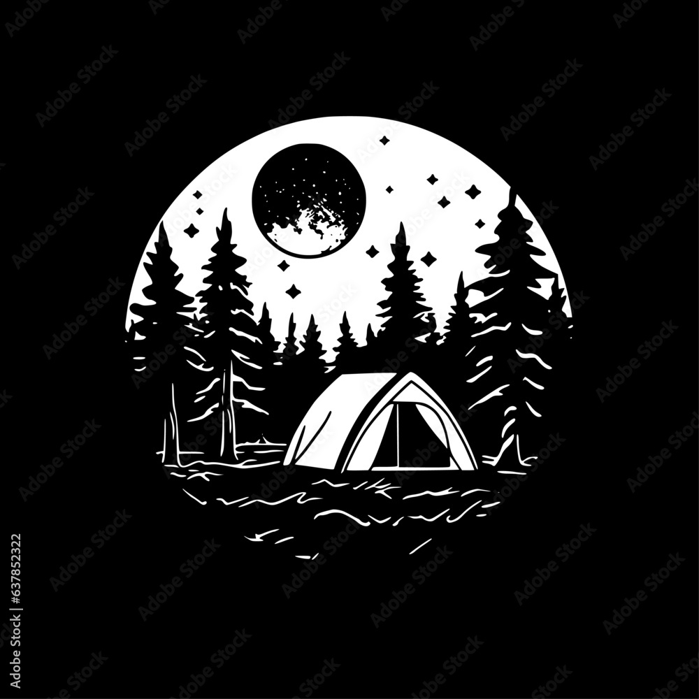 Camping - Minimalist and Flat Logo - Vector illustration
