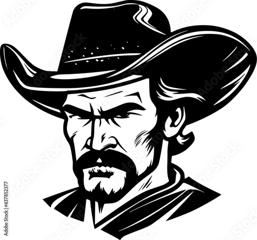 Cowboy | Black and White Vector illustration