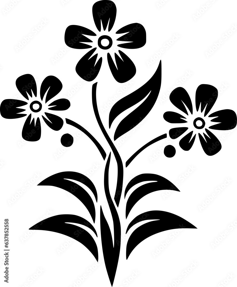 Flower | Black and White Vector illustration