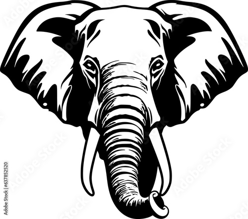 Wallpaper Mural Elephant | Black and White Vector illustration Torontodigital.ca