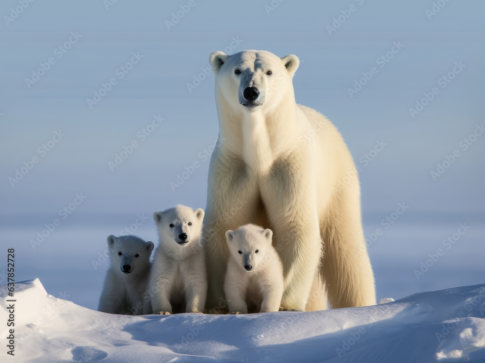 Polar bear and her cubs Polar bear and her cubs