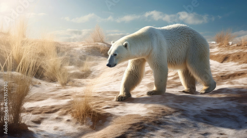 Polar bear in desert