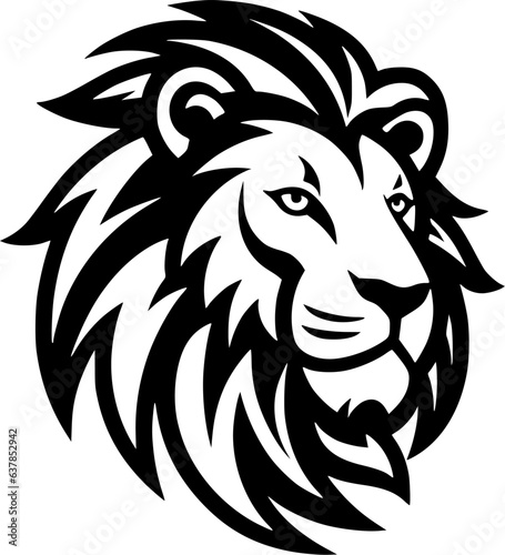 Lion - Black and White Isolated Icon - Vector illustration