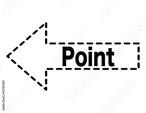 ポイントを示す点線の矢印