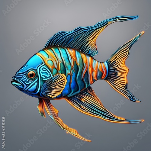 Tetra Neon Fish Electric Blue Wall Art ~ Created With Generative AI