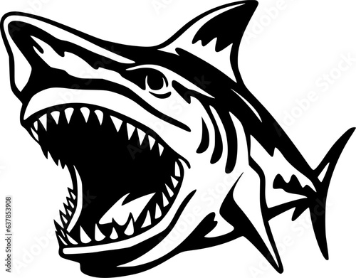Shark - Black and White Isolated Icon - Vector illustration