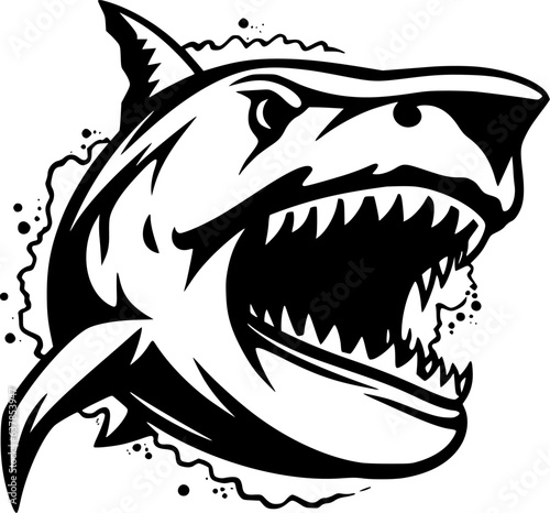 Shark - Black and White Isolated Icon - Vector illustration