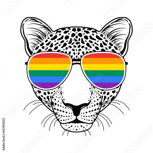 Leopard muzzle with sunglasses