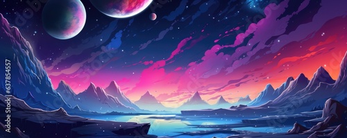 Fantasy galaxy travel sky adventure  wallpaper, colorful panorama. Generative Ai.