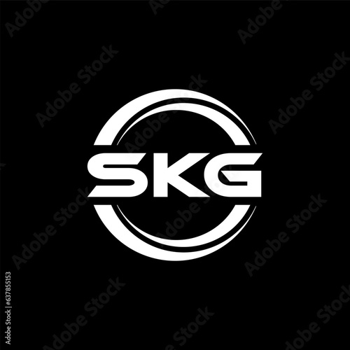 SKG letter logo design with black background in illustrator, vector logo modern alphabet font overlap style. calligraphy designs for logo, Poster, Invitation, etc. photo