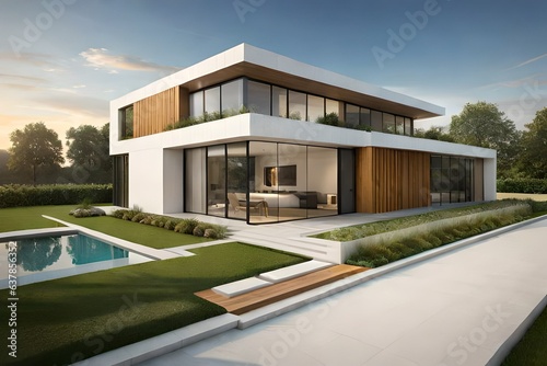modern house with pool generated by AI © Adan