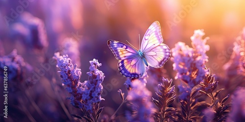 Enchanted summer. Symphony of flowers and butterflies. Butterfly ballet. Vibrant flora and delicate wings. Nature palette. Burst of color in summer garden