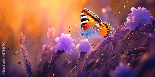 Enchanted summer. Symphony of flowers and butterflies. Butterfly ballet. Vibrant flora and delicate wings. Nature palette. Burst of color in summer garden