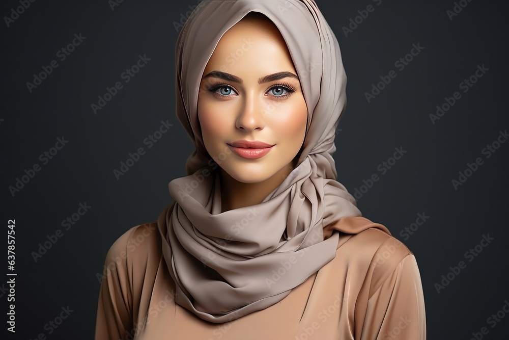 Portrait of a Muslim business woman white background. Portrait of a Muslim business woman white background.