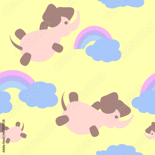 Cute elephant pattern for children fabric.