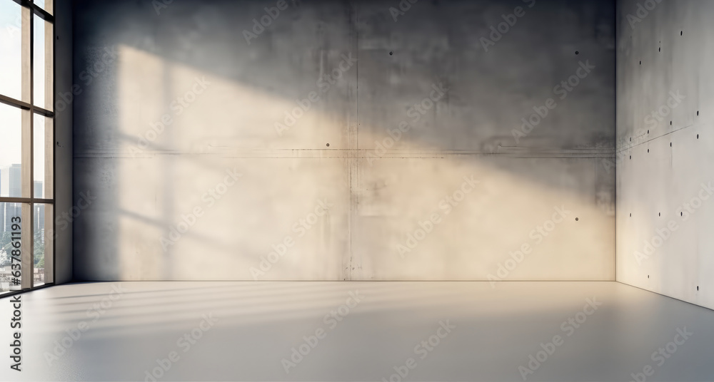 Empty room interior with concrete walls with light from window. Empty room interior with concrete walls with light from window.