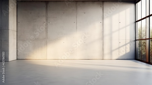 Empty room interior with concrete walls with light from window.