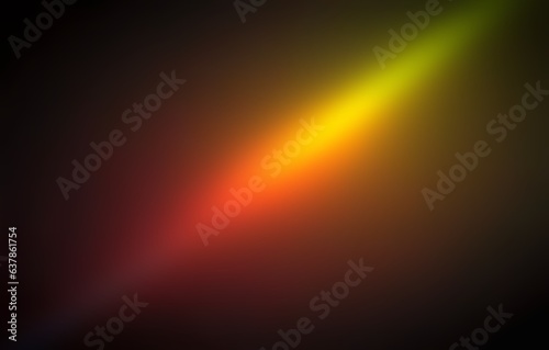 Red yellow gleaming diagonal line on dark background. Single ray.