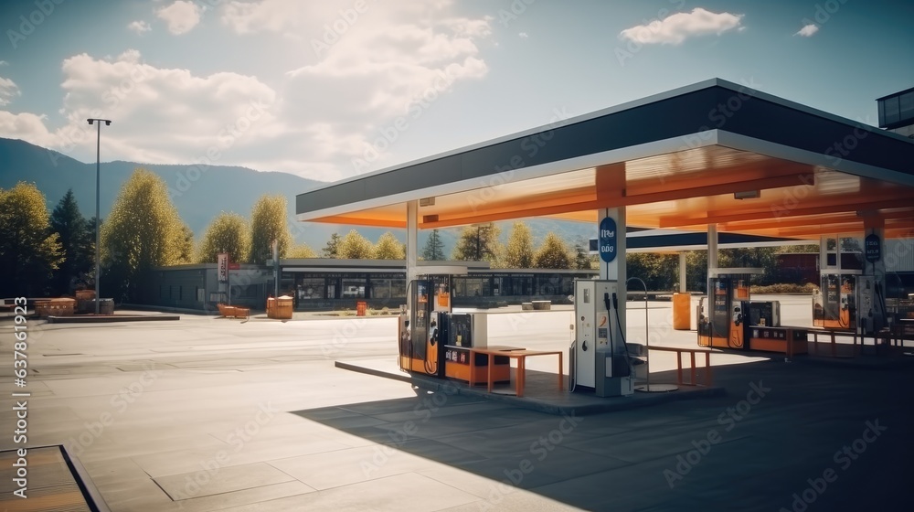 Modern Gas Station with refueling.
