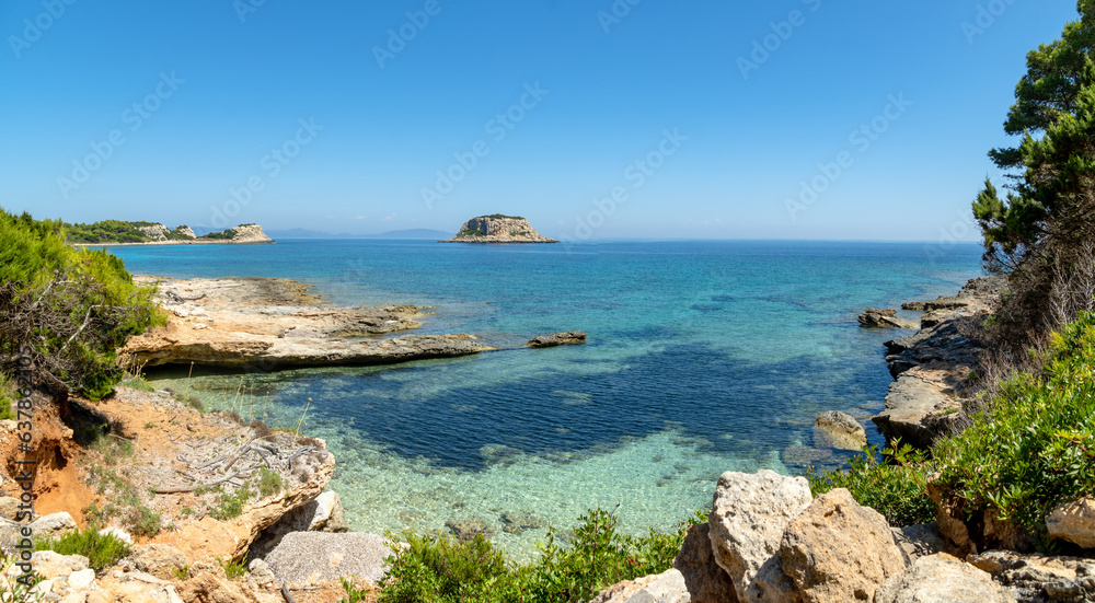 Italy Archipelago Toscano Livorno, visit to the island of Pianosa, seen from punta secca, in the background the islet of the Scola
