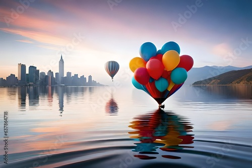 air balloon over the river
