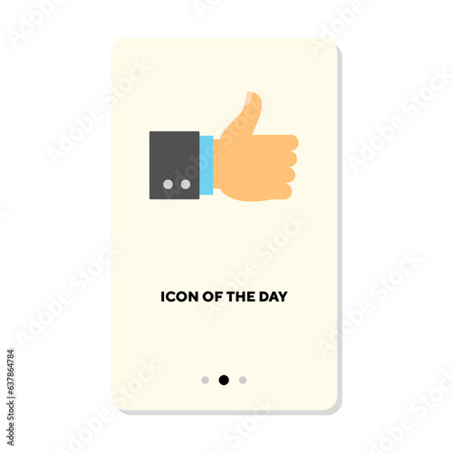 Positive thumb up gesture flat icon. Vertical sign or vector illustration of popular hand gesture. Communication, sign language, motion, symbol concept for web design and apps