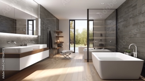 Modern bathroom in fashionable house. © visoot
