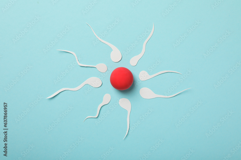Fertilization concept, ovulation period, sperm and egg.
