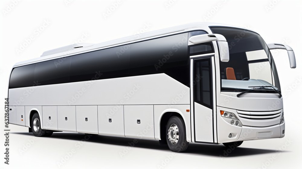 White Tour Bus isolated on white background

