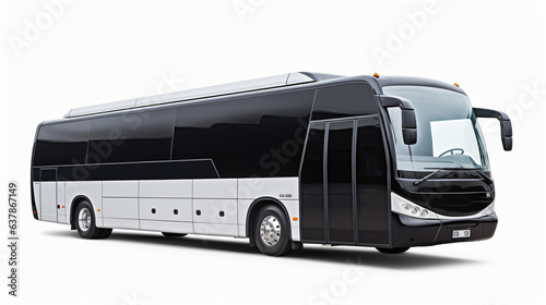 White Tour Bus isolated on white background
