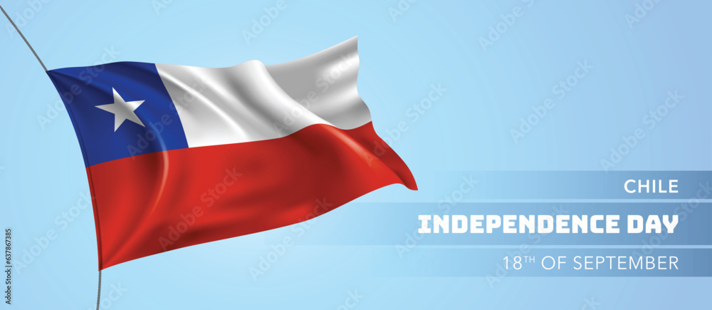 Chile happy independence day greeting card, banner vector illustration