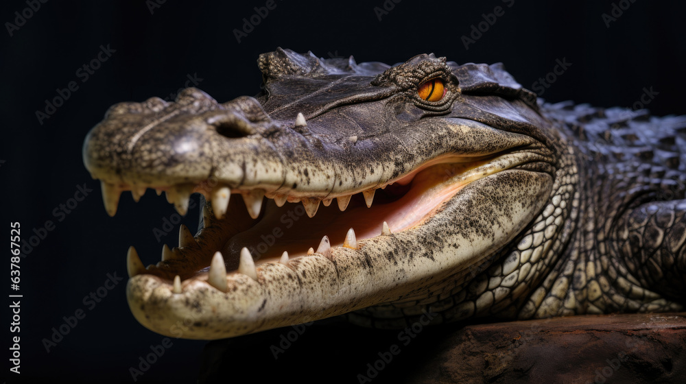 Smiling Crocodile Close-up on Isolated Background Smiling Crocodile Close-up on Isolated Background