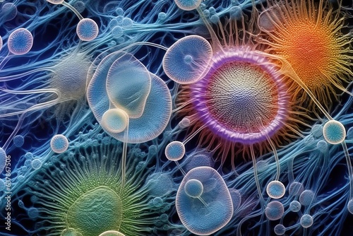 Microscopic Unicellular Organisms - Shoe Ciliate, Colorful Illustration