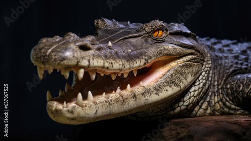 Smiling Crocodile Close-up on Isolated Background