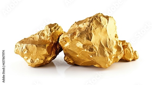 Gold nugget isolated on white background. Created using generative AI technology.