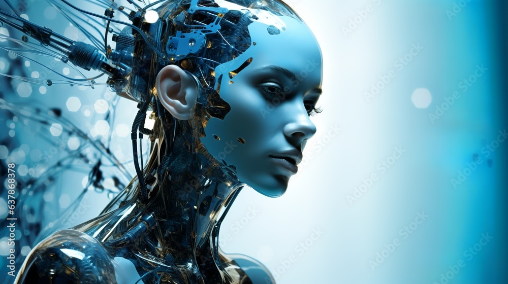 3D render of a humanoid woman robot, Cyber woman, Generative AI 3D render of a humanoid woman robot, Cyber woman, Generative AI