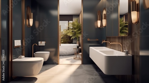 Smart washroom with elegance in fashionable house.