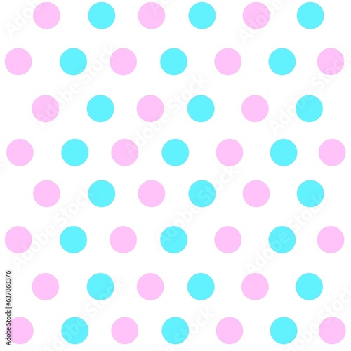 Blue and pink polka dots on white background , pattern 