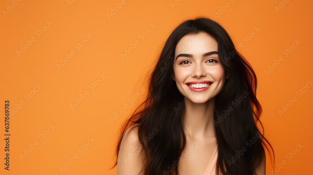 Minimalist Portrait of a Caucasian Beauty in Orange Hue Minimalist Portrait of a Caucasian Beauty in Orange Hue